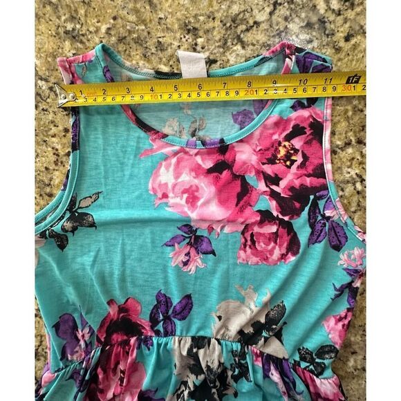 VINTAGE 90’s USA Made Floral Sleeveless Maxi Dress Medium BOHO Fairy Tropical - Picture 12 of 16